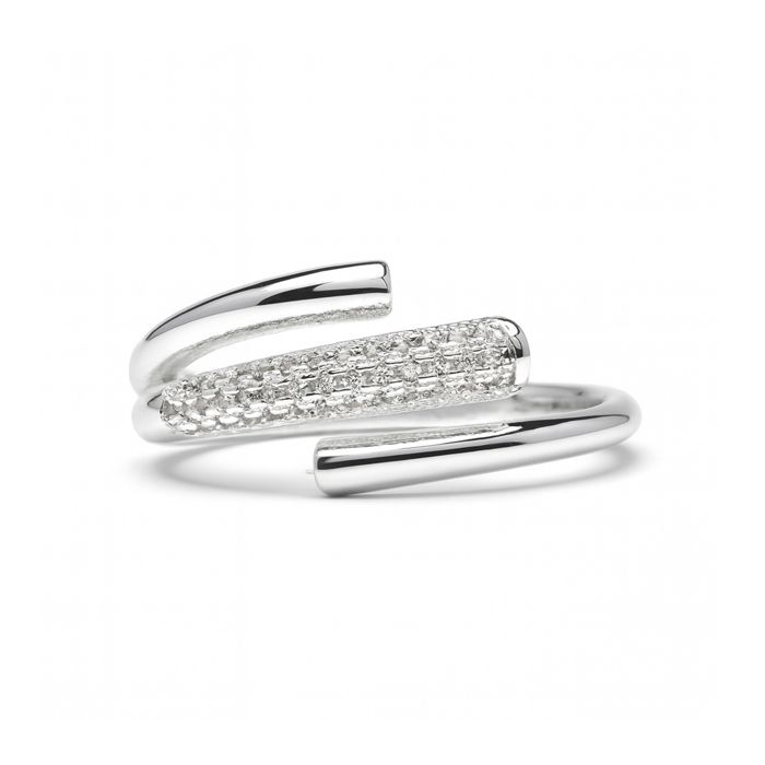 Anneau - LUXENTER - Jedrac - Oxyde de zirconium blanc - Finition rhodiée - Largeur 9,4 mm