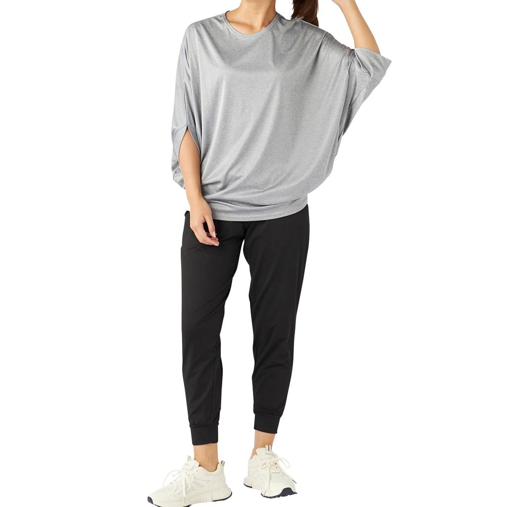 Marie Claire Fitness Wear Set and Loose Size 344192 Women's (Dolman T-shirt Pants), Gray, 3L,