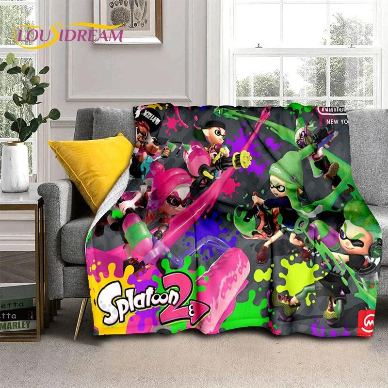 Splatoon3 PC Игрок Мультяшная Игра Мягкие Одеяла, Теплое Плед-Покрывало Уютное Одеяло для Пикника Кроватей Дивана Дома Спальни Подарок