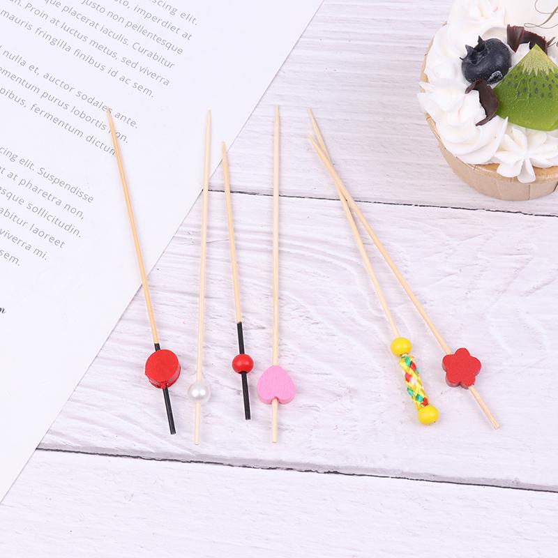 100pc12cm Heart Bamboo Pick Buffet Cupcake Fruit Fork Party Dessert Salad Stick Cocktail Skewer for Wedding Decor