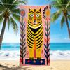 1Pc Tiger Garden Beach Towel, Quick Dry, Multi-Use for Beach Pool Gym Yoga Home Travel, Christmas, Halloween, Xmas Gift Em92815