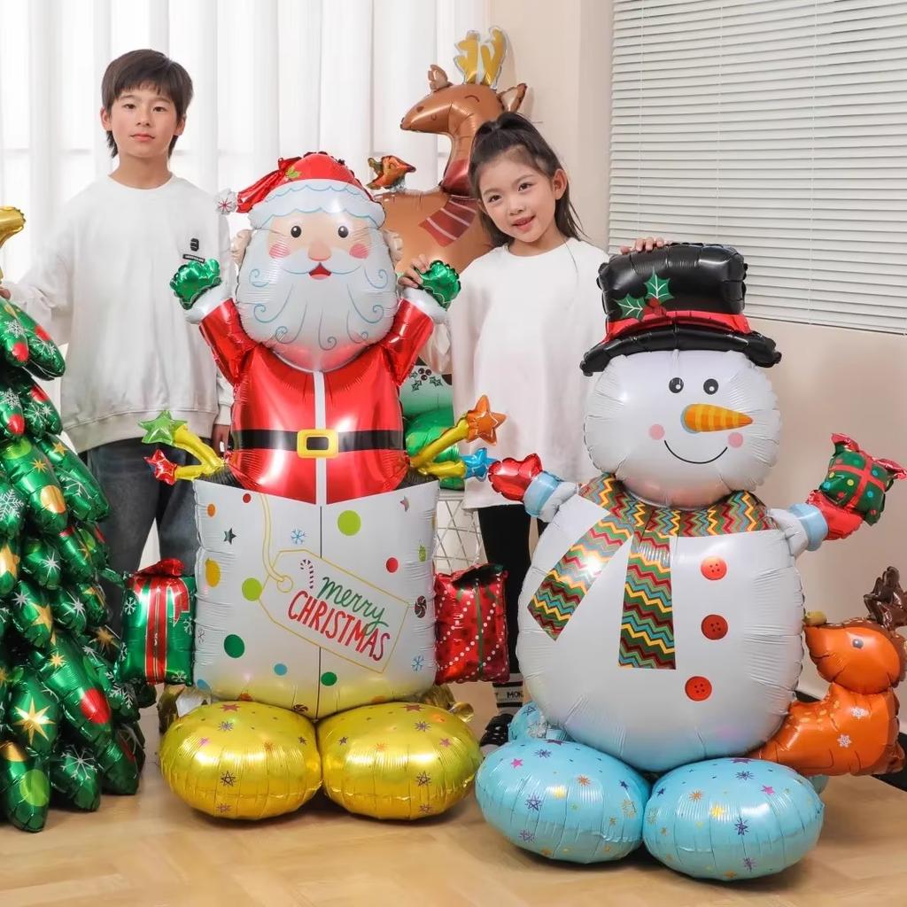 1 Oversized Standing Santa Claus Foil Balloon Christmas Holiday Party Decorations New Year's Birthday Supplies Easter Gifts