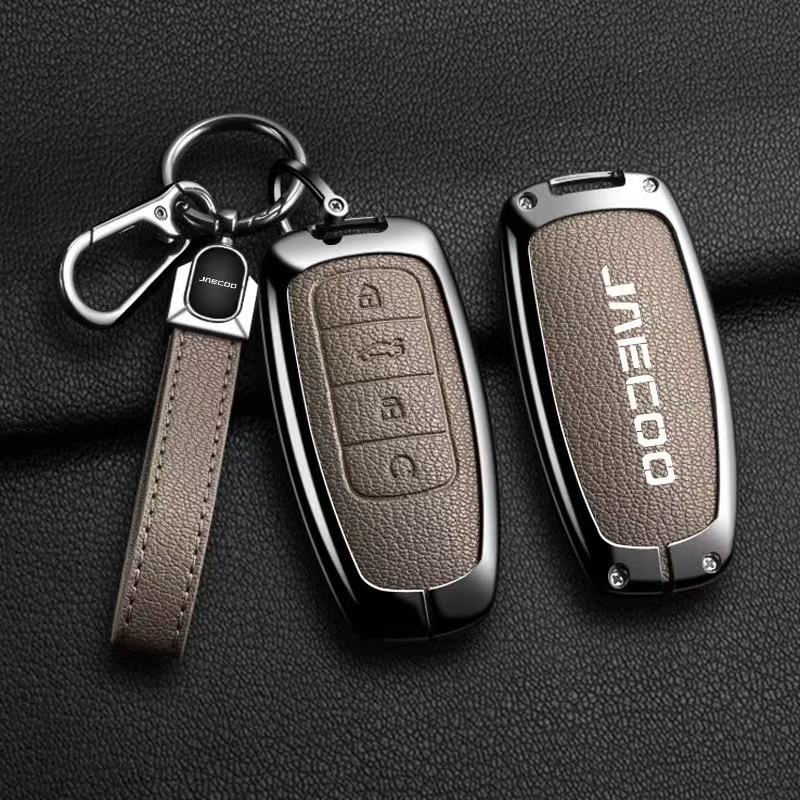 Car Remote Key Case Cover For Omoda JAECOO J7 J6 J7 J8 Phev 2025 2024 2023 Ruigu 9 Zinc Alloy Leather Auto Keychain Accessories