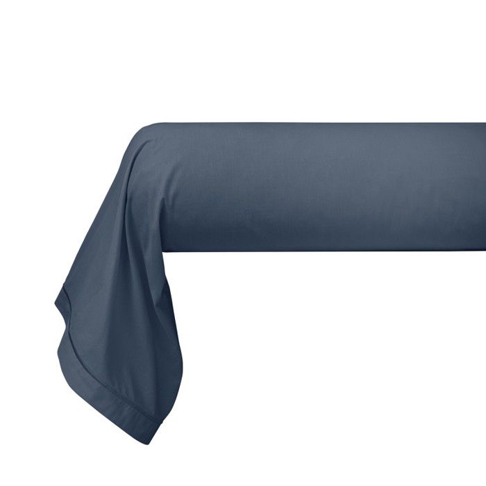 Taie de traversin percale de coton peigné "Julian" Coton Pur - 45x185 - Julian Bleu Encre