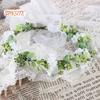 Свадебный Цветок Корона Венок Невеста Аксессуары Для Волос Богемный Эвкалипт Зеленый Лист Сетка Декор Лента Свадьба День Рождения Отпуск Вечеринка Фестиваль Фото Опора