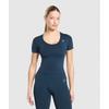 Gymshark Повседневная бесшовная облегающая футболка с круглым вырезом, темно-синяя B3b1o Ub9p