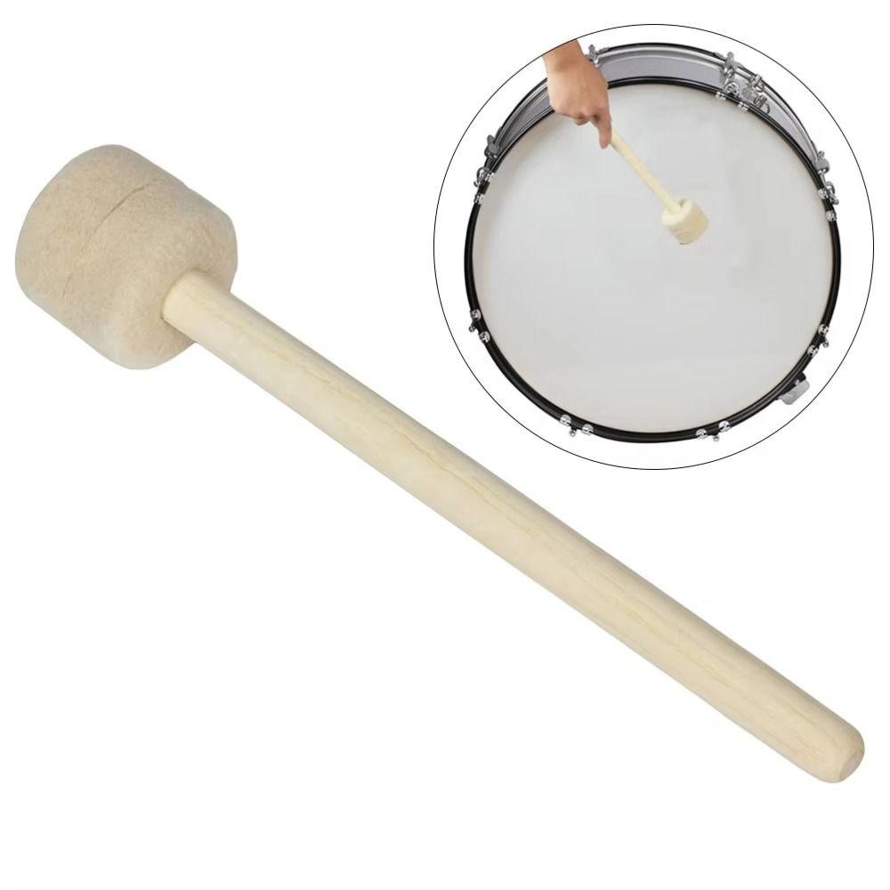 1pc Band Performances Drum Sticks Wool Felt Head Wooden Drum Hammer Musical Instrument