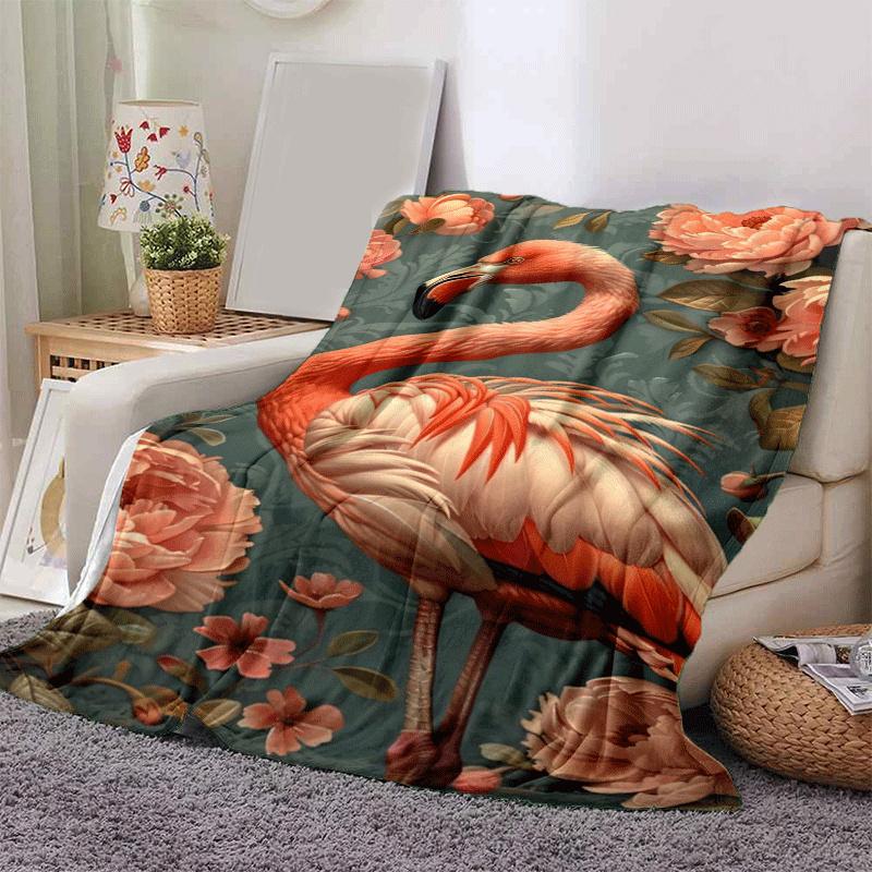 1pc Flamingo Printing Lightweight Flannel Blanket, Comfortable and Warm Blanket, for Camping Sofa Bed and Couch Office, Gift