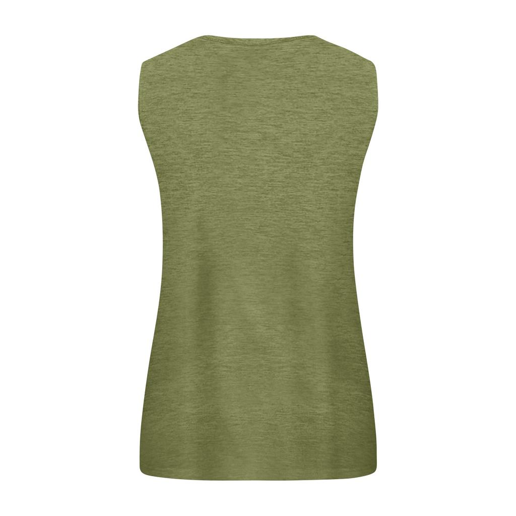 Women Summer Plus Size Sleeveless Casual Solid Color O-Neck T-Shirt Tops Blouse