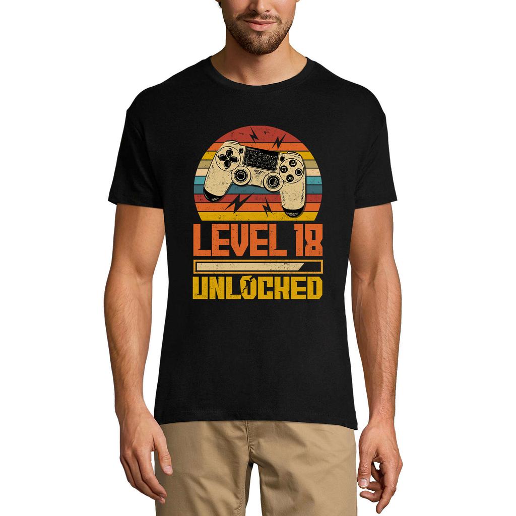 Men's Gaming T-Shirt Level 18 Unlocked - Gamer 18th Birthday Tee Shirt