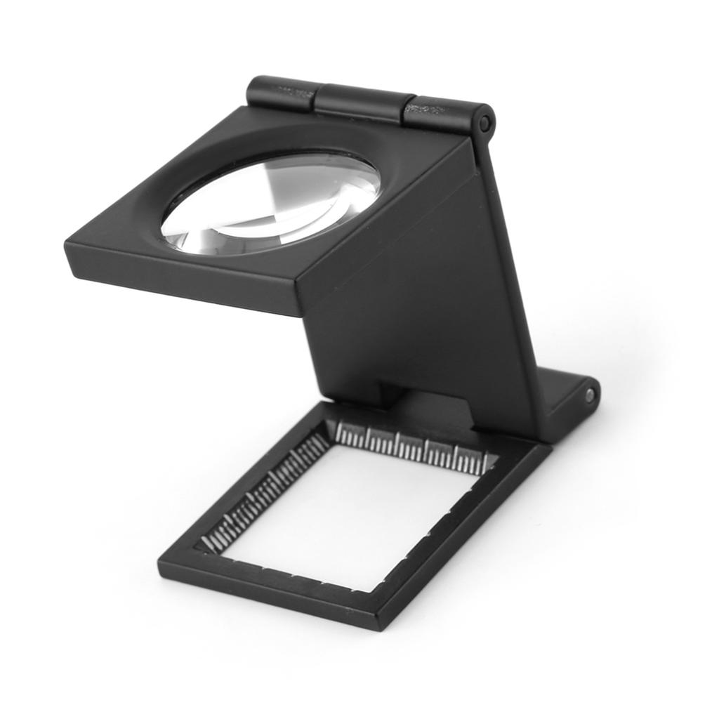 Three Folding 10X Magnifier Zinc Alloy Magnifier Magnifying Glass with Scale Magnifying Glass Small