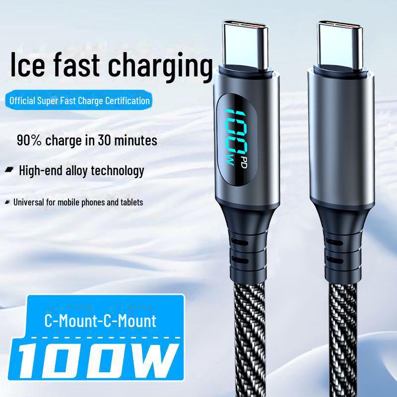 100W Type-C Fast Charge Cable with Intelligent Digital Display, 6A Real-Time Super Fast Charging