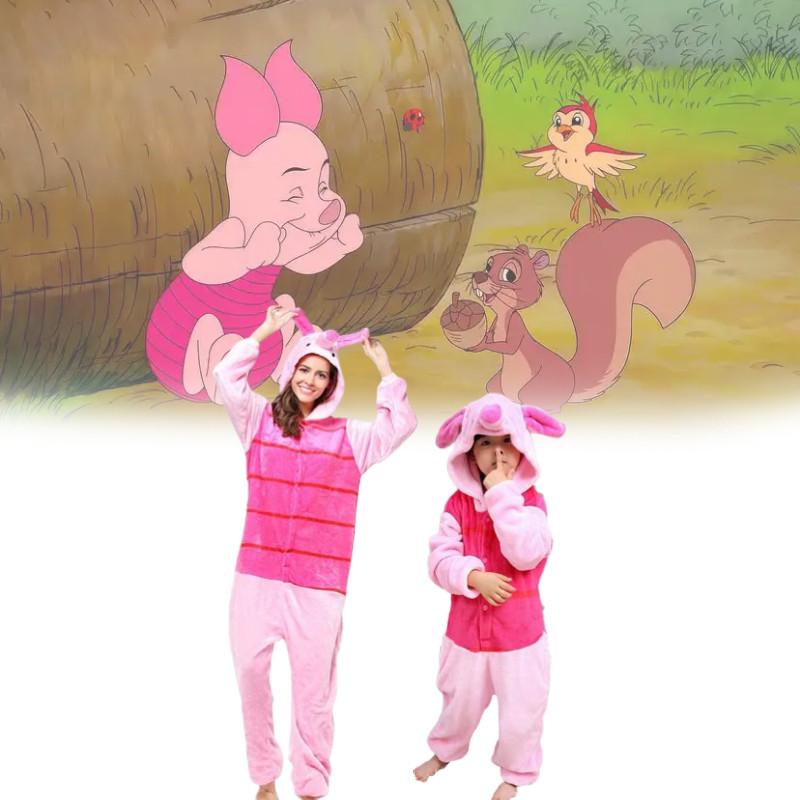 The Piglet Winnie Pooh Characters Unisex Fancy Dress Costume Hoodies Pyjamasaa