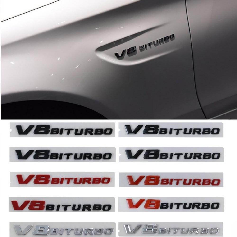 3D ABS Black Logo V8 BITURBO Emblem Car Fender Badge Accessories