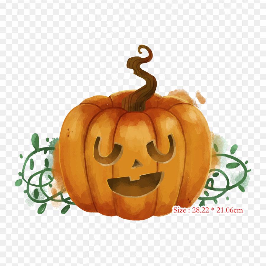 Halloween Pumpkins Iron On Heat Transfer Printing Vinyl Patches Sticker for Clothes DIY Appliques Washable Patches