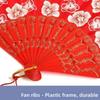 Flower Pattern Dance Fan Vintage Decorative Fan Hanfu Fan Chinese Folding Fan  Wedding Party