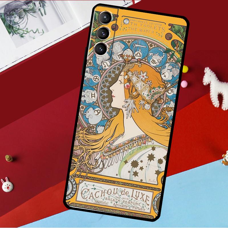 Художественный чехол Альфонса Мухи для Samsung Galaxy S23 S22 S21 Ultra S20 FE S9 S10 Note 10 Plus Note 20 Ultra