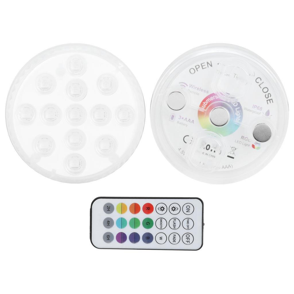 2шт Магнитный светильник для бассейна IP68 RGB 16 цветов, меняющий дистанционный свет, декор для фонтана с присосками