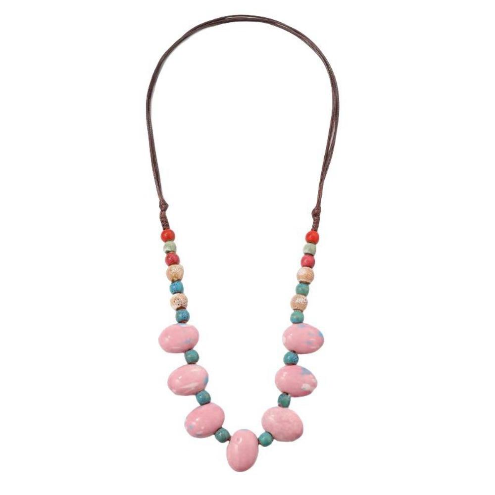 Simple Ceramics Beaded Necklace Choker Bohemia Ceramic Necklace Ethnic Style Necklace Holiday
