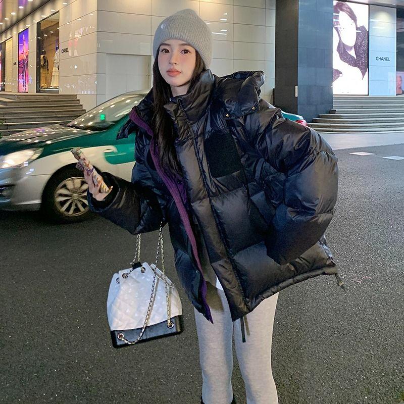 Черное модное пальто-хлеб для женщин, толстое и свободное для зимы