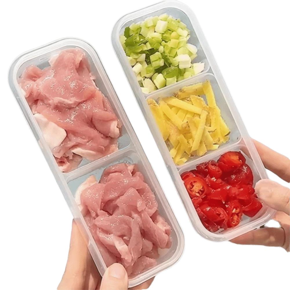 with Clear Lids Refrigerator Fresh-keeping Box Sealed Storage Stackable Food Storage Box Transparent 3/2 Grids