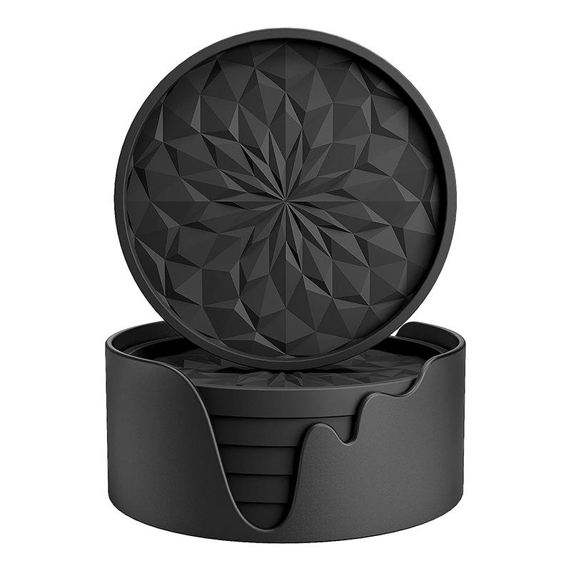 Thick Anti Slip Diamond Shaped Silicone Dining Table Insulation Pad, Beverage High-temperature Resistant Soft Rubber Coaster