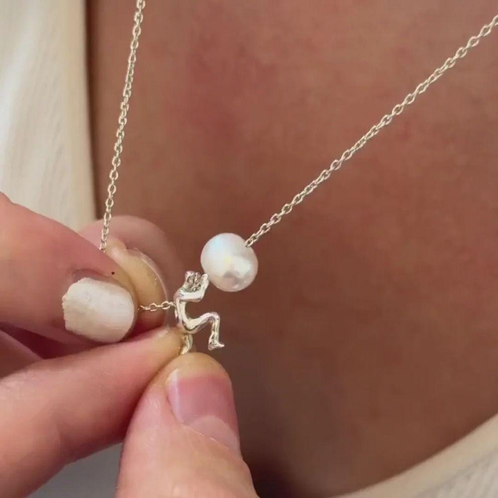 Man Pushing Stone Sisyphus Necklace Personality Simple Pendant Necklace Silver Color Perseverance Symbol Jewelry Accessories