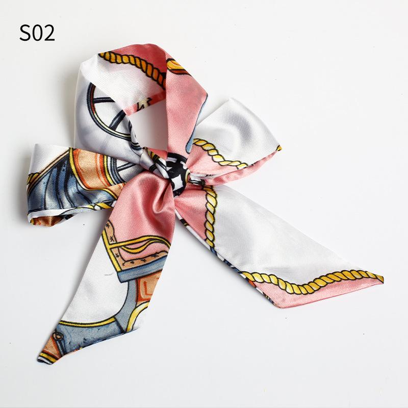 Good Ties Ribbon Small Scarves Silk Spring and Summer Long Scarves Girls Thin Narrow 4cm*85cm Hair Band Bundled