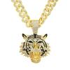 Tiger Head Full of Diamond Oil Cuban Chain, Three-dimensional Pendant, Eu and American Cool Necklace Hipster Nightclub Personalized Men's Pendant