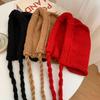 Sweet and Cute Little Red Riding Hood Female Autumn and Winter Knitted Wool Lace-up Ear Protection Hat Warm Versatile Hat Tide