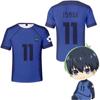 3D Print T Shirt Blue Anime Football Team 3D Printed Loose T-shirt Casual Fashion O Neck Short Sleeve Men's T-Shirt