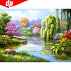 5D DIY Diamond Painting Willow And Lake Scenic Diamond Embroidery Cross Stitch Mosaic Rhinestones
