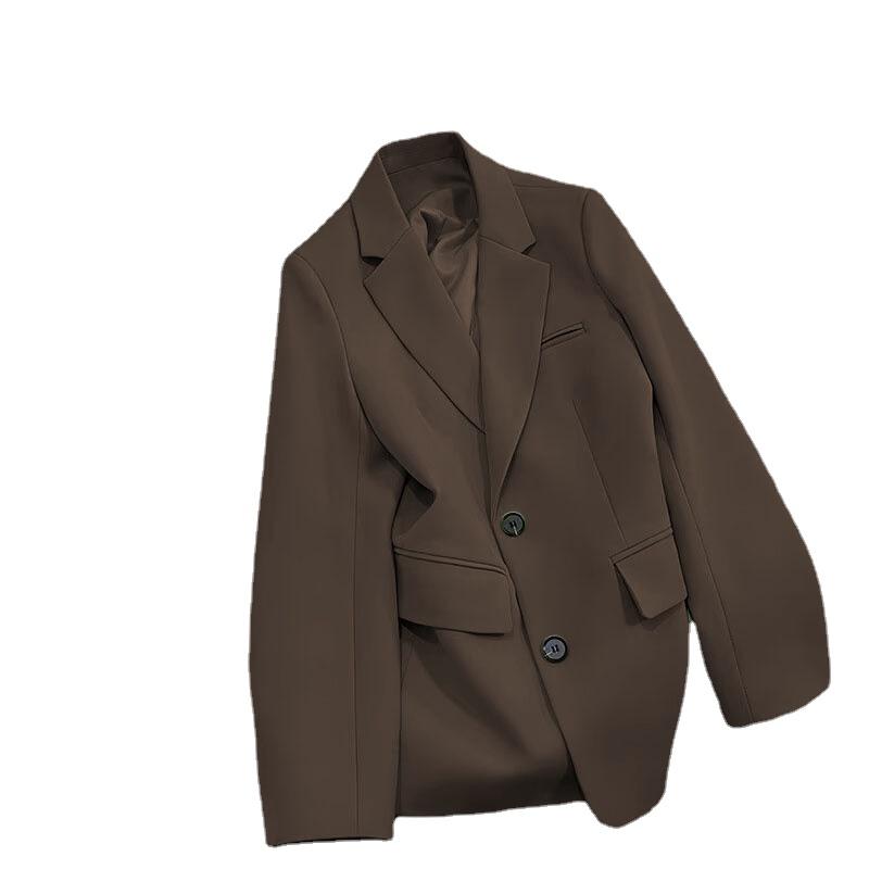 Женский однотонный черный пиджак с карманами на пуговицах, кардиган с длинными рукавами, корейский модный повседневный разноцветный пиджак, куртка