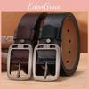 Genuine Men Stylish Leather Belt With Square Alloy Buckle For Daily Office Wear