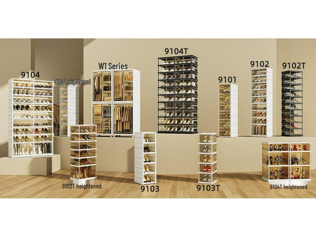Transparent Plastic Foldable Shoe Storage Box - No-Installation Dustproof Shoe Cabinet & Movable Rack.