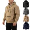 Men's Hooded Sporty Casual Solid-color Sweatshirt, Men's Multi-pocket Workwear Semi-zippered Loose Fleece Pullover Jacket