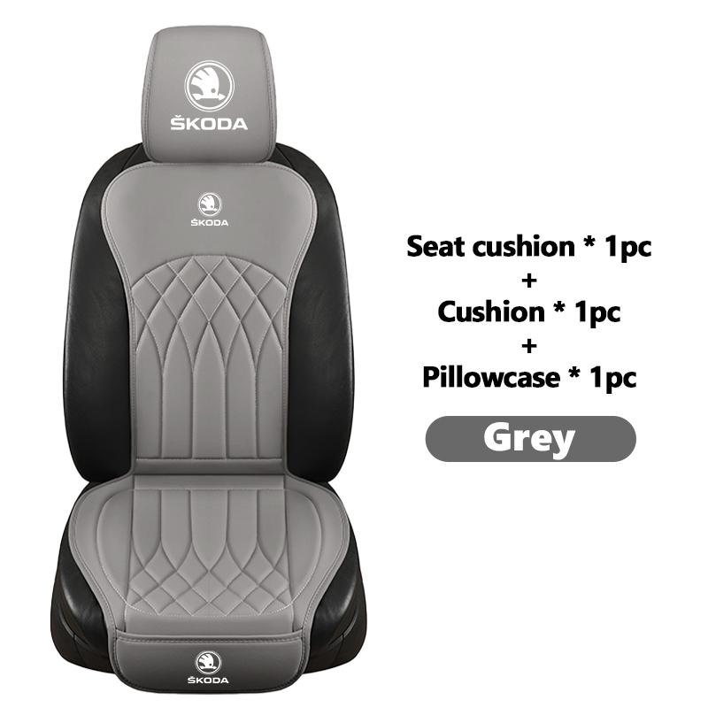 AAAAS1 For Skoda Car Seat Cover Leather Breathable Non-slip Seat Cushion Kamiq Karoq Octavia 2 3 Rapid Scala Kami Fabia VII VRS