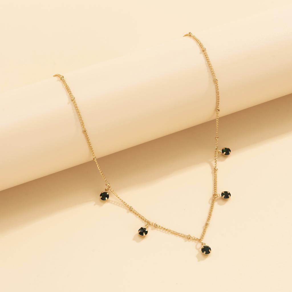 Colorful Zircon Double Circle Necklace Female Love Simple Necklace for Women Wedding Jewelry