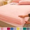 Warm Fluffy Flannel Fitted Sheet Elastic Mattress Cover Winter Coral Fleece Bedspreads 2people Luxury Double Bed Bedsheet