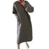 Autumn and Winter Women's Sweatshirt Dress Mid-Length Hooded Knit Dresses Fashion Casual Sweatshirt Pockets French Plus Size Sweater Dresses