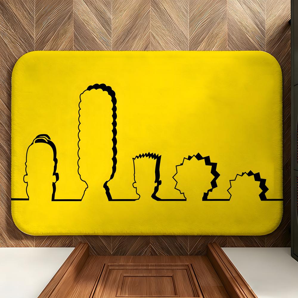 cartoon T-The S-Simpsons Floor Mat Soft Flannel Floor Mat Suitable for Entryways, Living Rooms, Bedrooms, and Bathrooms