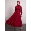 Balloon Sleeve Pleated Skirt Detailed Hijab Dress