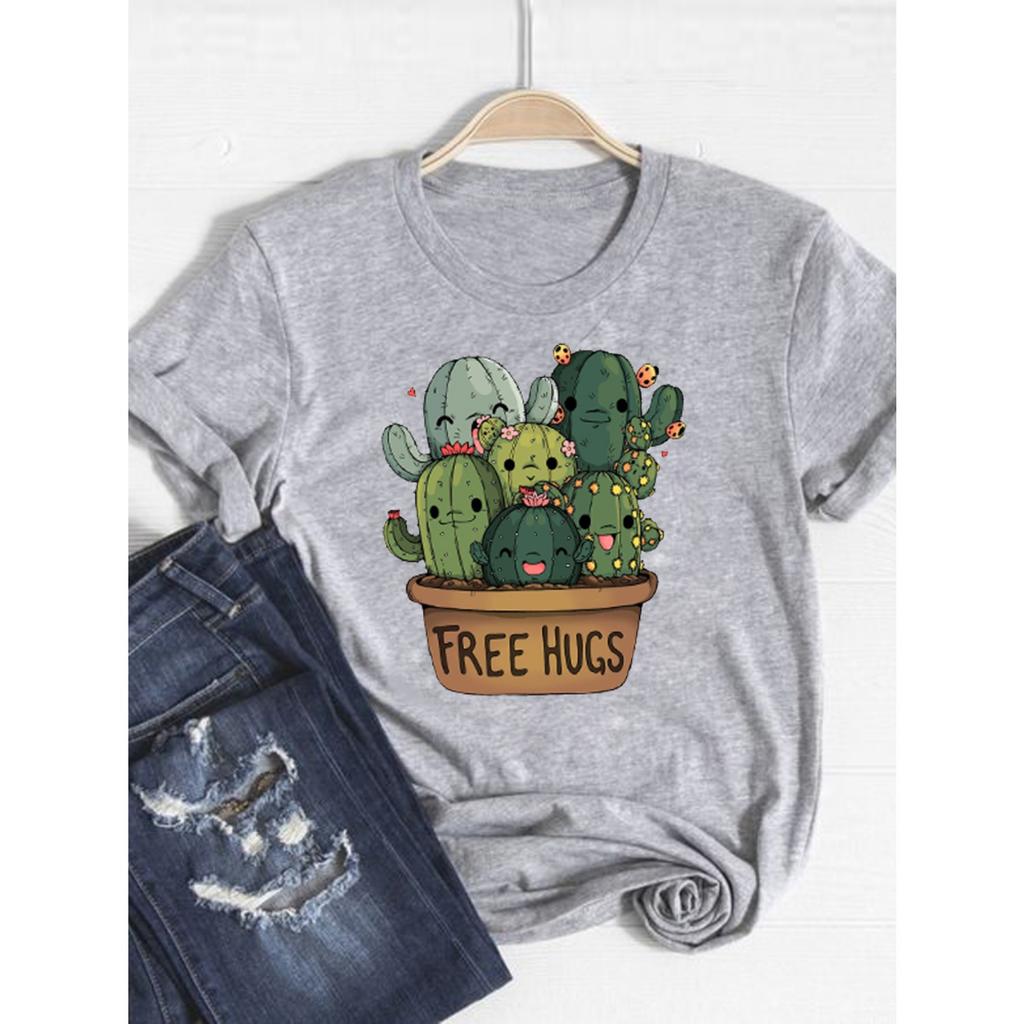 Watercolor Love Heart Sweet Fashion Short Sleeve Print T Shirt Tee Basic Clothing Summer Top Graphic T-shirt Women Clothes