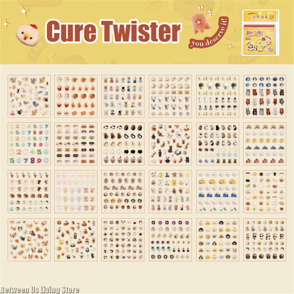 24 heets Vintage Cute Elements Translucent Pet Stickers Book for Scrapbooking Supplies Craft Supplies