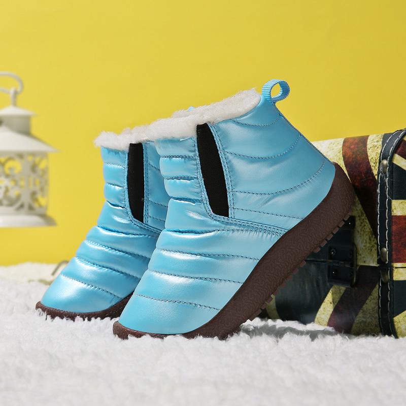 TUINANLE Детские зимние сапоги, зимняя нескользящая непромокаемая хлопковая обувь, детская утепленная плюшевая обувь без шнуровки для девочек