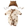 Newborn Baby Outing Baby Baby Shower Coffee 66 [YIN OON] Clothes, Autumn/Winter Rompers, Hat, 2-Piece Set, Cotton-Filled, Long-Sleeve Coverall, Thick,