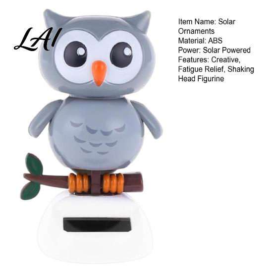 Colorful Solar Car Ornament Funny Dancing Duck Toys Creative Fun Swinging Fatigue Relief Owl Decorations Desktop Ornaments Interior Non-slip Decor