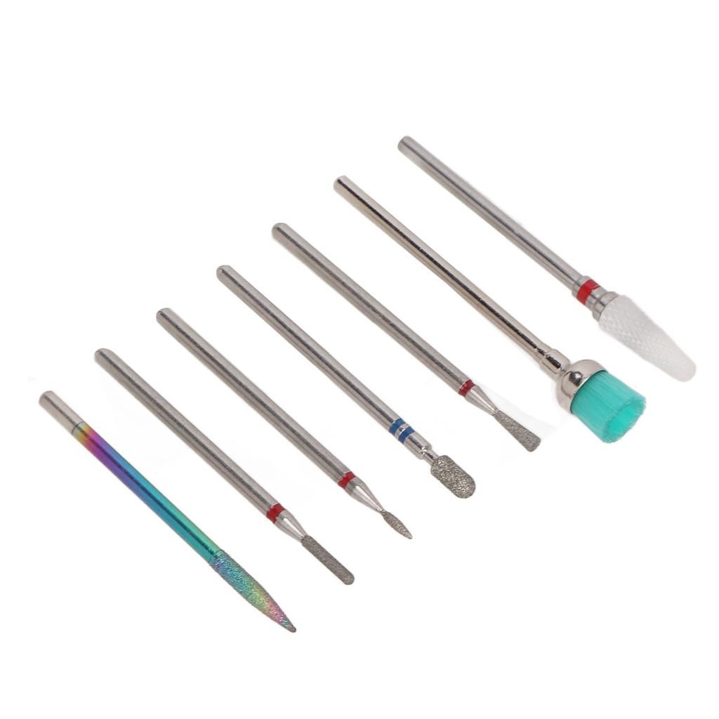 7pcs Ceramic Nail Drill Bit Rotatable Polishing Shaping Portable Cuticle Remover Bits for Nail