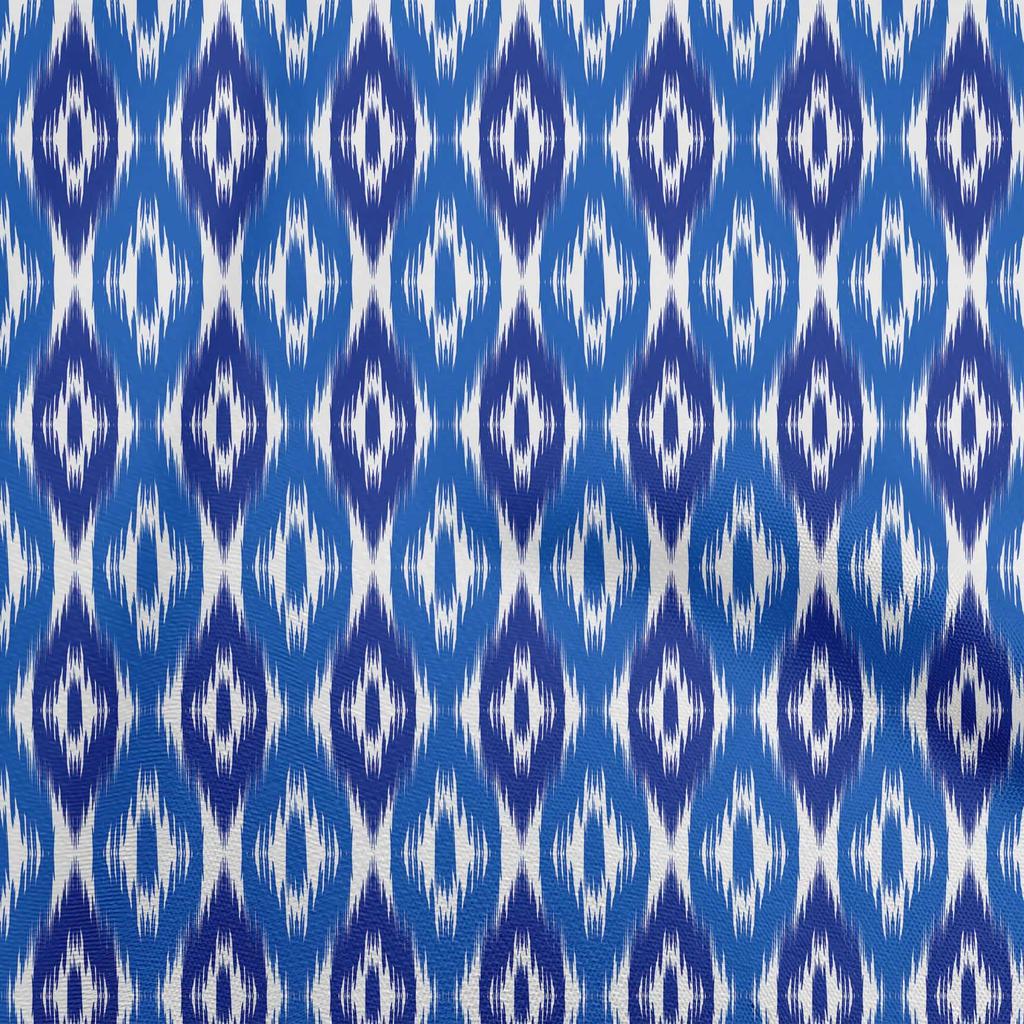oneOone Cotton Poplin Blue Fabric Ikat Dress Material Fabric Print Fabric By The Yard 42 Inch