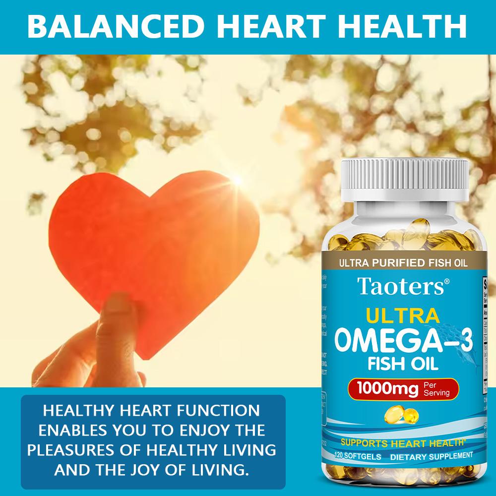 Ultra Omega‑3 Fish Oil Softgels, 1000mg EPA DHA Supplement, 120 Softgels 60‑Day Supply, Non‑GMO